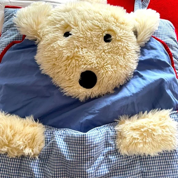 Pottery Barn Sleeping Bag Bear fluffy as a pillow. - Picture 1 of 5